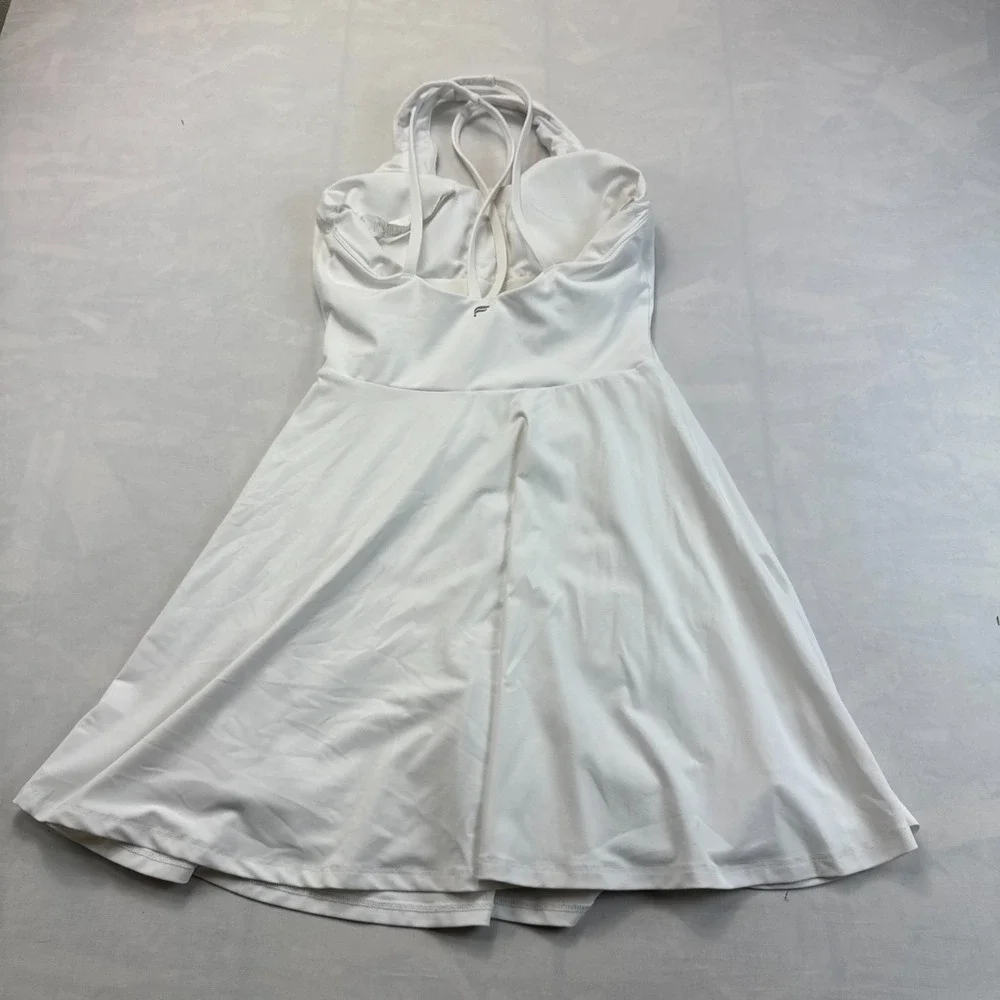 Fabletics Athletic Dress With Liner Women M White Crisscross Straps Performance